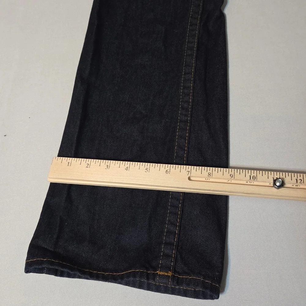 True Religion Straight Leg Jeans Mens 32 Dark Wash Indigo Horseshoe Flap Pocket